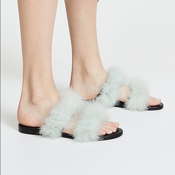 Avec Moderation | Ibiza Navy Blue Maribou Sandals - Picture 7 of 7